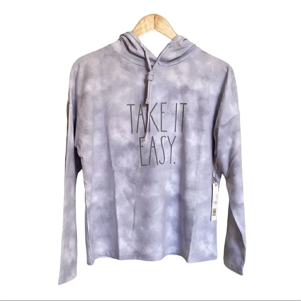 NWT Rae Dunn Take it Easy Tie Dye Berkeley Tie Die Hooded Sweatshirt Size XS
